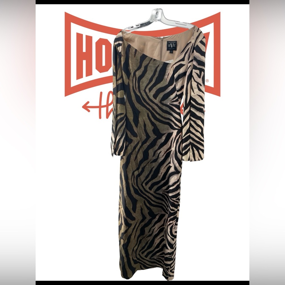 Eve Black and Cream Animal Print Long Sleeve Dress